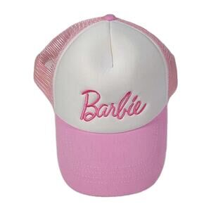 Barbie Pink Trucker Hat Snapback Cap Logo Embroidered One Size Adjustable Mesh